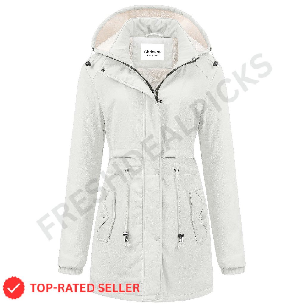 Mid-Length Parka Winter Coat Fleece Lined Chic Oversized Snow Jacket
